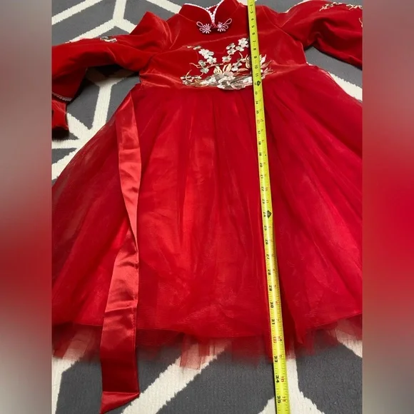 Elegant Red Floral Kids Costume - Picture 2 of 9